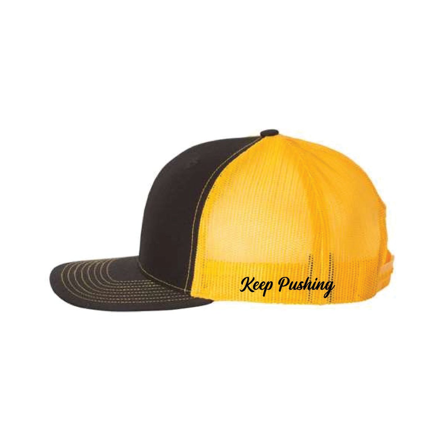 Black & Gold Hat - Leather Patch