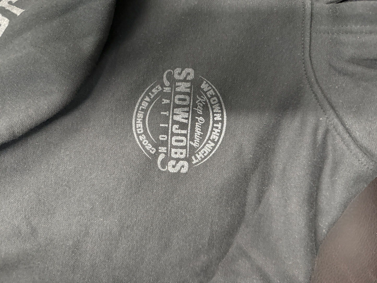 Reflective SNOWJOBS NATION LOGO  District Hoodie Black