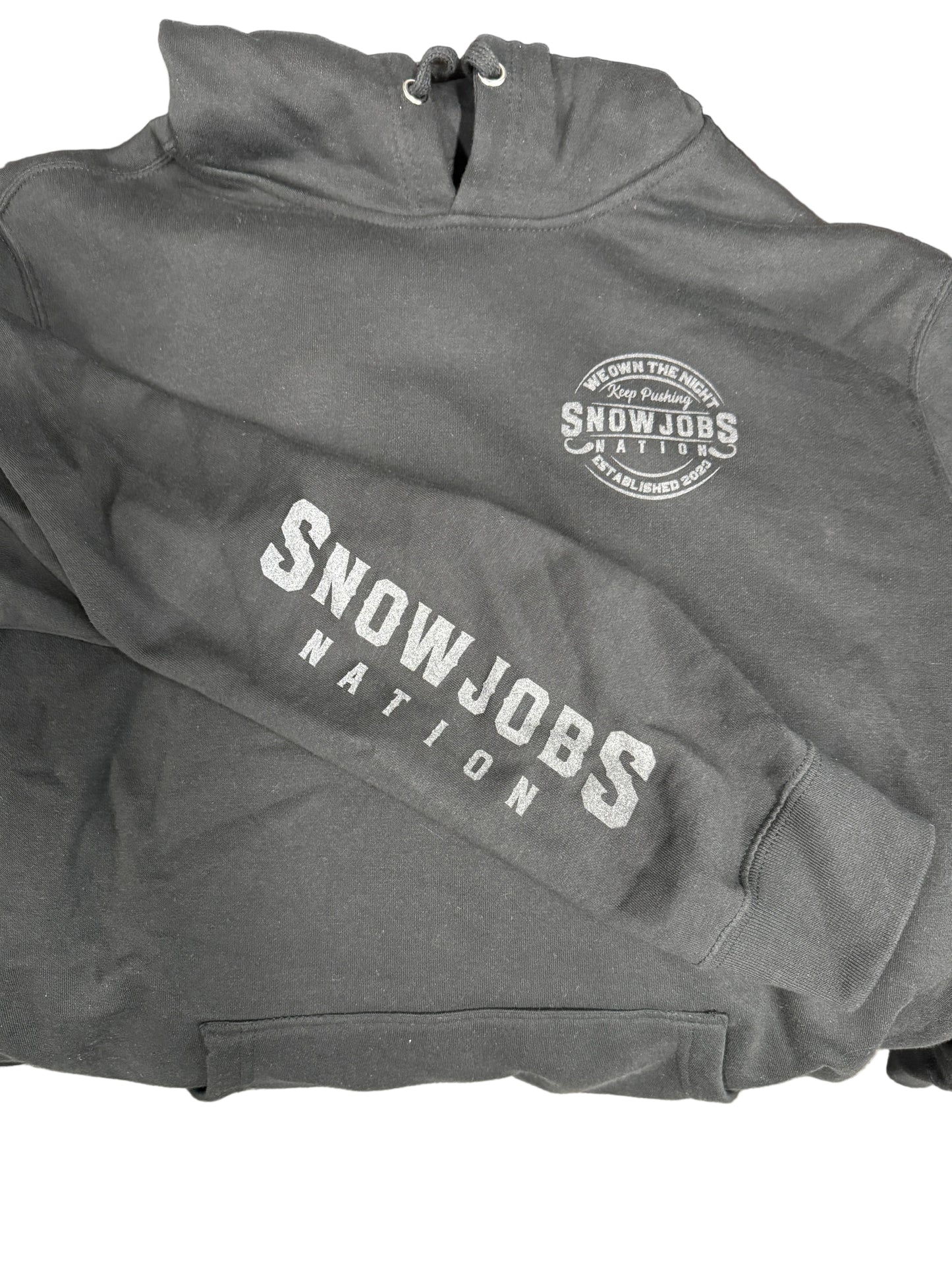 Reflective SNOWJOBS NATION LOGO  District Hoodie Black