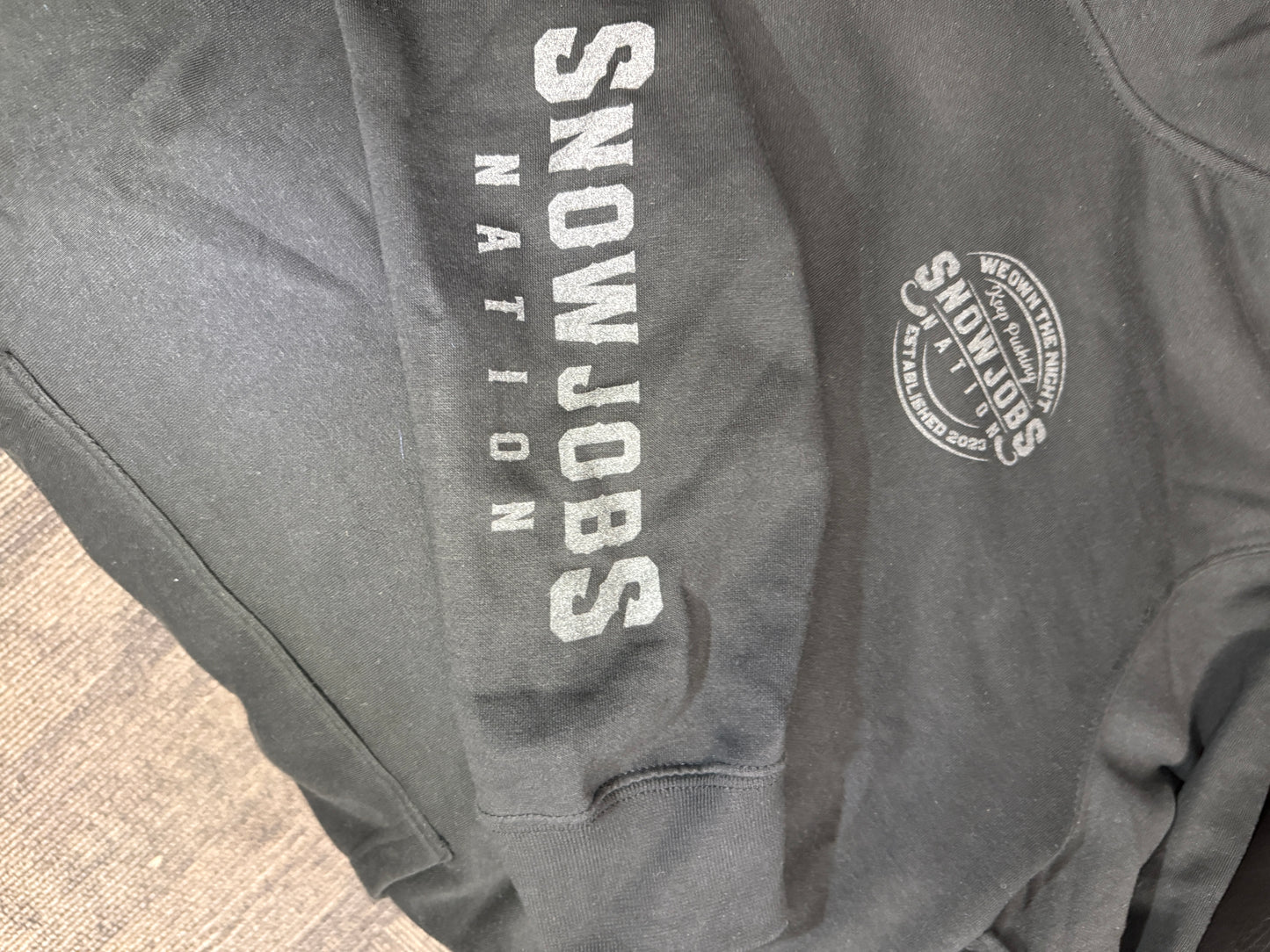 Reflective SNOWJOBS NATION LOGO  District Hoodie Black
