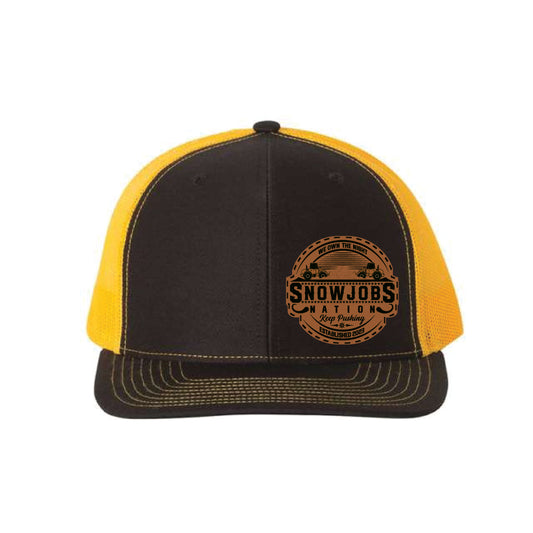 Black & Gold Hat - Leather Patch